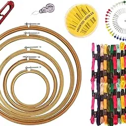 Artonezt Hand Embroidery Kit Cross Stitch Kit DIY Kit: Embroidery Hoop Frames, Threader, Floss Skein Thread, Thread Cutter, Seam Ripper and Needle Compact-image-61