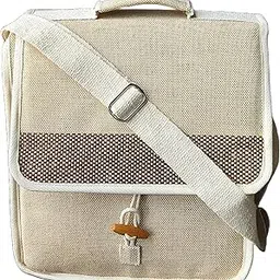 daffodil Jute Sling Bag - Adjustable Multipurpose Bag for Men & Women with Multi-Compartment & Wooden Button Loop Closure-picture-29