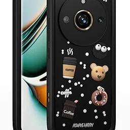 Pikkme Back Cover for Realme 11 Pro / 11 Pro Plus 5G / Narzo 60 Pro 5G | Cute Fun Cartoon 3D Bear Silicone Full Body Protection Bumper Cover (Black)-picture-20