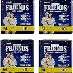 Friends Overnight Adult Diapers Tape Style - 10 Count/Pack (Medium) with odour lock and Anti-Bacterial Absorbent Core- Waist Size 28-44 Inch; 71.12-111.76 Cm -(Pack 4, 40 Count)-picture-11