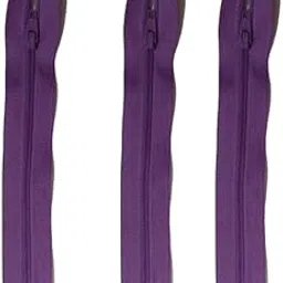 Nylon Zippers Size 8 Inch Zip Pulls Runners Fasteners for Making Bags and Accessories Utilities - Pack of 10 purple image 1