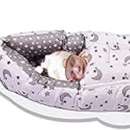 QOC 3-in-1 Baby Sleeping Bag & Carry Nest Combo | Unisex Bedding Set for Newborns 0-3 Months | Animal Print (Yellow) & Moon Print (Grey)-image-50