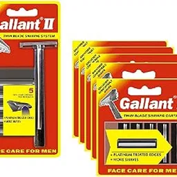 Glanzi Men Manual Shaving Razor Compatible with Gallant Twin Blade Shaving & Pack of 5 Cartridges-picture-28