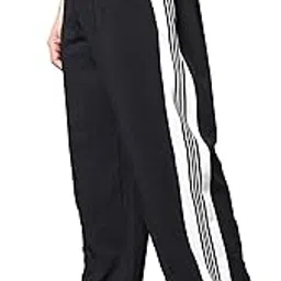 Casual Trouser Pants for Men, Black with Contrast Side Stripes, | Loose Fit Baggy Style | Stylish Fit Relaxed Cargo Pant with Side Pockets-image-98