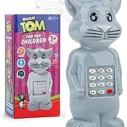 Zest 4 Toyz Musical Mobile Phone Toy for Kids Talking Cat Toy Battery Operated Educational Toys for Kids Baby - Grey-image-1