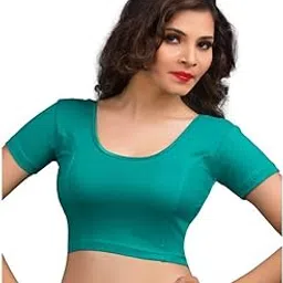 vamas Women's Cotton Lycra Solid Short Sleeves Readymade Saree Blouse (A-14)-picture-43