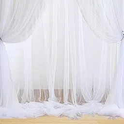 1iAM 4pcs White Decoration Net - Large Size, Stitched with Ribbon, Nylon Made, Reusable, Soft, Wrinkled Free, 8.5x5ft Each, Backdrop Net for Birthday, Anniversary, Wedding Party Decorations-picture-26