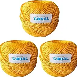 coral india CORAL INDIA- Gola Rope 2mm/110meter/220gram Nylon Rope is Used for Indoor, Outdoor Purposes Like; Clothes Drying, Packing and tie Box, Survey line, Fishing, Safety Lines -Colour-Yellow (Pack of 3)-picture-16