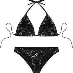 m.a.1 Women's Shiny Faix Leather Bikini Set, Pool Park-picture-50