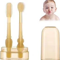 HUBTURE Baby Oral Cleaning Brush 2-in-1 Toothbrush and Tongue Cleaner – BPA-Free Soft Silicone Bristle Oral Care Toothbrush for Babies (6–24 Months) with Storage Box – Manual, Multicolor-picture-57