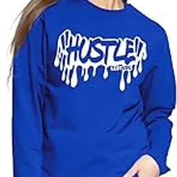 leotude Boyfriend/Loose Fit Full Sleeve Tshirt for Women, Round Neck Longline Printed Drop Shoulder T-Shirt (Color Blue)-picture-41
