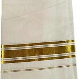 alluvy Kuthampully Men's Kerala Kasavu Dhothi Cotton | Golden Kerala Kasavu Mundu | Plain Cotton Dhoti For Men | Traditional South Indian Kasavu Mundu | EKM-891 | Pack -1-picture-48