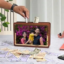 GKD Personalized Wooden Piggy Bank | Custom Photo Money Box | Savings Tracker ₹1,00,000 with ₹50, ₹100, ₹500 Marking | Handmade Coin Bank for Kids, Adults, Gift & Home Use (Regular)-image-10