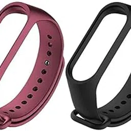 Estrenar Mi Band 3 Strap - Mi Band 4 Strap Original Soft Silicone Adjustable Replacement Wristband Straps, Belt, Bands for Xiaomi M3 & M4 Fitness Band (Black, Wine - Pack of-2)-picture-21