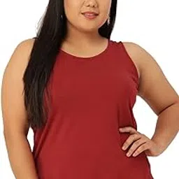 therebelinme Plus Size Women's 3836BCMaroon Solid Color Cotton Tank Top-picture-13