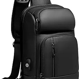 GYakeog Mini Sling Bag Hiking Daypack for Men, Waterproof Little Crossbody Travel Shoulder Bag, Small Anti-Theft Backpack Camping Bag for Traveling, Leisure, Commuting, Fit for 9.7" ipad Blac, Black, Medium, Sling Backpacks-picture-41