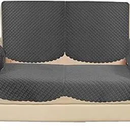 Sparrow World Solid Color Premium Quilted Sofa Cover Set for 5 Seater Sofa | 3 Seater and 2 Seater Sofa Slip Covers/Velvet Sofa Panel (Grey (Diamond), 2 Seater+ Arm)-picture-26