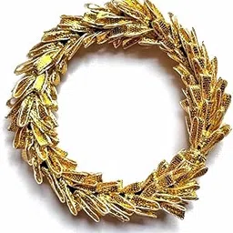 Traditional Indian Gota Ring, Gold Metallic Decorative Wreath, 4 Inch Diameter, Handcrafted Festival Accessory-picture-11