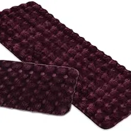 ENRICH HOMES Ultra-Soft Runner Carpet for Bedroom and Rug for Bed Room Combo– Faux Rabbit Fur Bedside Runner Rug, Anti-Skid Floor Mat for Living Room Carpet, Bedside Runner, Wine, 140x54cm, 60x40cm-picture-35