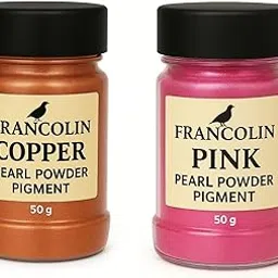 Francolin | Pink & Copper | Mica/Pearl Powder Pigment | Non Toxic | Vibrant Metallic Glowing | for Soap, Epoxy Resin, Painting, Nail Art & Craft, Cosmetic, Slime | 50g*2-picture-67