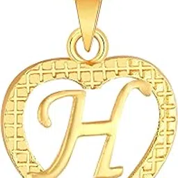 Stylish Jewellery 'H' Letter Heart Pendants for Girls Women Men Unisex Locket Alphabet Pendant with Chain in Crystal Jewellery Set for Women Gold plated Pendant-image-50