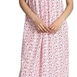 Women's 100% Cotton Printed Maxi Nightgown Long Nighty Sleepwear for Ladies Super Soft Comfortable Design White-image-40