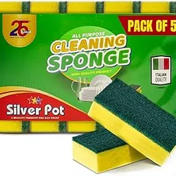 Kitchen Sponge & Scourer - Pack of 5, 12cm Dual Purpose Cleaning Sponge for Pots, Pans, Kitchen Utensils and Delicate Surfaces-picture-20