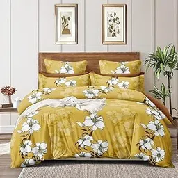 Harbell Home 200 GSM Cotton 400 TC Printed Double Bed Reversible AC Comforter with Matching Bedsheet and 2 Pillow Covers - All Seasons Lightweight for All Weather/Season - 90x100 Inches, Design26 image 1