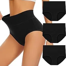 sunm boutique Women's Underwear Cotton High Waisted Underwear Full Coverage Panties Ladies Briefs Soft Breathable Plus Size-picture-50