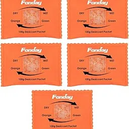 100Gram 5Packets Fonday Rechargeable Silica Gel Desiccant Packets Food Grade Fast Reactivate Desiccant Bags Moisture Indicating Orange to Green-picture-28