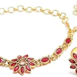 zeneme Gold-Plated Kundan studded Multistrand Bracelet Jewellery for Girls and Women-picture-30