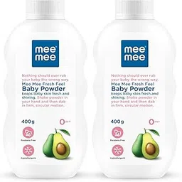 Mee Mee Baby Talcum Powder | Enriched with Avocado Oil | Dermatologist Approved | Rash-Resistant | Paraben-Free, 0m+ | Ideal for Newborns | 2-Pack of 400g For a Fresh Feel-image-80