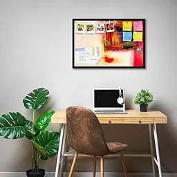 ArtzFolio Modern Abstract D4 | Bulletin Board Notice Pin Board | Vision Soft Board Combo with Thumb Push Pins & Sticky Notes | Black Frame | 18 x 12 inch (46 x 30 cms)-picture-55