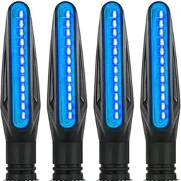 SAMTECH Original Waterproof Flexible Rubber Turn Signal Lights 9 Led Style Indicators High Bright Universal for All Bikes Models Motorcycle, Set of 4 (BLUE INDICATOR)-image-40