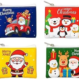 glitreeprops 8 Piece Holiday Coin Purse Collection | Small Xmas Zipper Bags & Key Pouches | Santa & Christmas Tree Wallet Case | Return Gift Idea for Friends & Kids-picture-11