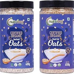 Nutriorg Organic Instant 400g & Steel Cuts Oats 650g (Combo of 2), Gluten Free, Weight Management, Fiber Rich Oats-picture-23