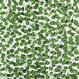 Artificial Money Plant Ivy Garland, Fake Vine Uv Resistant Leaves Hanging For Garden Wall Decoration (Green, 3), 10 Centimeters-picture-23