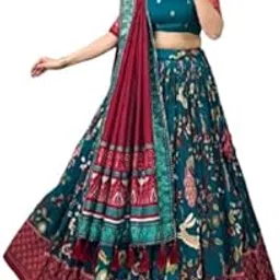 Women's Soft Dola Silk Foil Print Lehenga Choli Collection-image-6