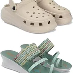 Premium Comfortable Regular Wear Women Clogs with Stylish Flats Fashion Sandal for Women's & Girls-Combo(2)-OO1-1948-8 Green-4616-EURO-39-image-83