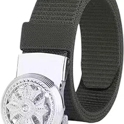 niddleman Men’s Nylon Belt with Round Chakri Silver – Adjustable Strap, Formal & Casual Wear Waist Belt-picture-35