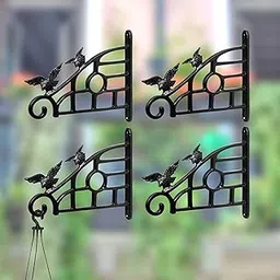 (RES)Metal Wall Hook Hanging Plant Bracket | Decorative Straight Plant Hanger for Pots Bird Feeders, Planters, Lanterns, Cotton Wind Chimes Indoor and Outdoor Hanger (Pack Of 4, Black 26)-image-21