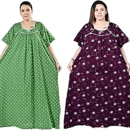 bindass female collection Plus Size Women Nighty Cotton Maxi Printed Jumbo Gown Size 5XL to 10XL (Pack of 2)-picture-12