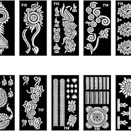 Temporary Tattoowala Stylish Mehndi Stencil Sticker Combo for Wedding and Special Occasions-image-12