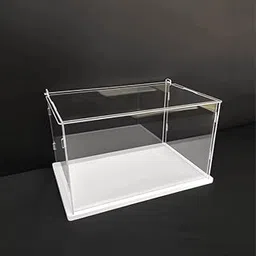 Clear Acrylic Display Case, 8 x 6 x 6 inch Self Assemble Cube Display Box Stand with PVC Material White Base, Dustproof Protection Showcase for Collectibles-picture-24