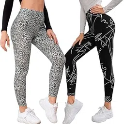dtr fashion Women's Stretchable Printed Cotton Lycra Blend Casual Jegging Combo Pack of 2 |Printed Imported Lycra Blend Pants for Women | Active Wear Leggings for Women-picture-14