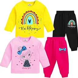 kuchipoo Girls Regular Fit Cotton T-Shirts and Pyjamas Set-picture-32