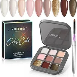 MODELONES Gel Nail Polish Set from 9 Colors Solid Gel Polish Pudding Gel W/Pro Nail Art Brush Upgraded Creame Manicure Palette Soak Off LED Nail Art Kit Salon DIY (B101030007A) image 1