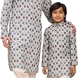 pro-ethic style developer Men Cotton Floral Father And Son Matching Dress Kurta and Trousers Set Ethnic Wear (Combo) B-124-picture-37