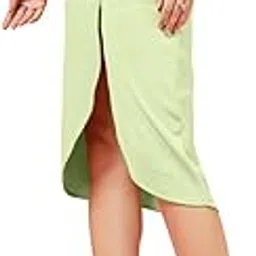 Women's Cotton Midi Ribbed Lycra Sarong Style Skirt-image-61