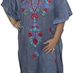 HYM Kashmiri Embroidered C otton women kaftan (free size up to 7xl)-picture-51